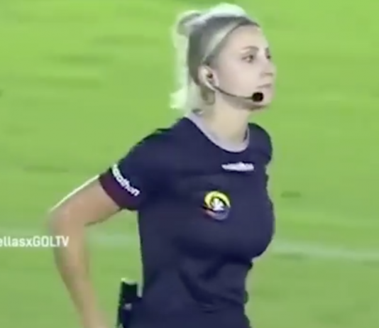 El amague viral de la árbitra brasileña Fernanda Colombo a un jugador