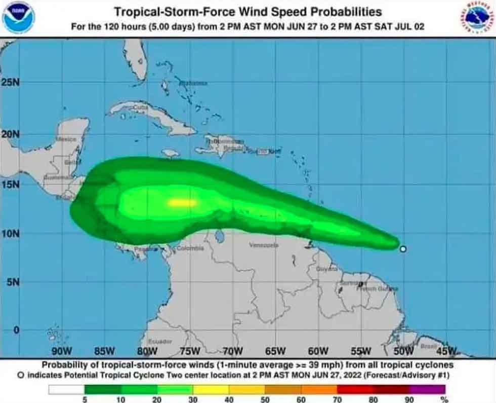 Por la costa caribe podría pasar tormenta tropical y se podría convertir en huracán