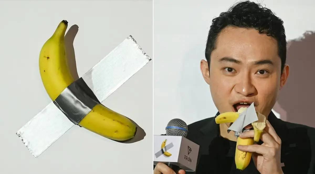 Empresario chino Justin Sun se volvió tendencia el pasado mes de noviembre por pagar 6,2 millones de dólares  por la polémica obra ‘Comedian’ del artista Maurizio Cattelan