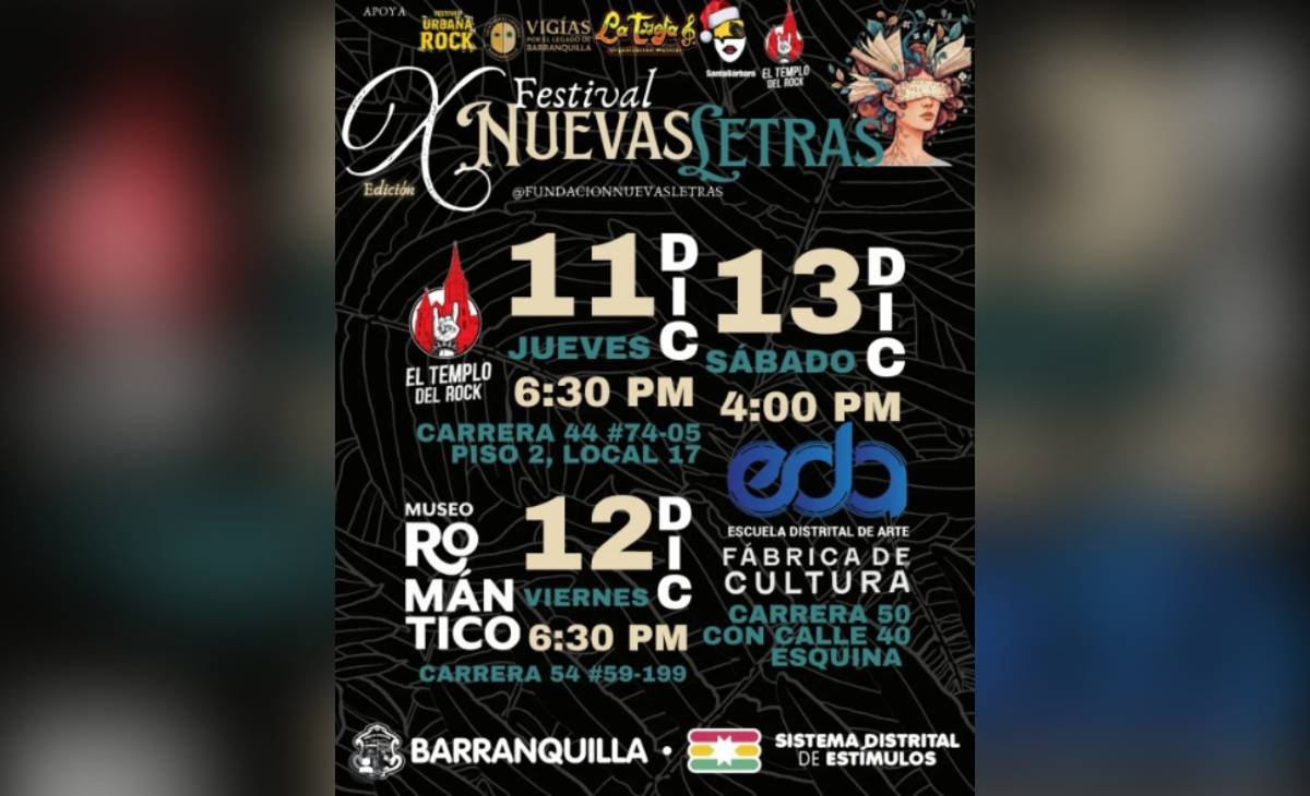 La música y poesía serán protagonistas en el Festival nuevas letras del 11 al 13 de diciembre